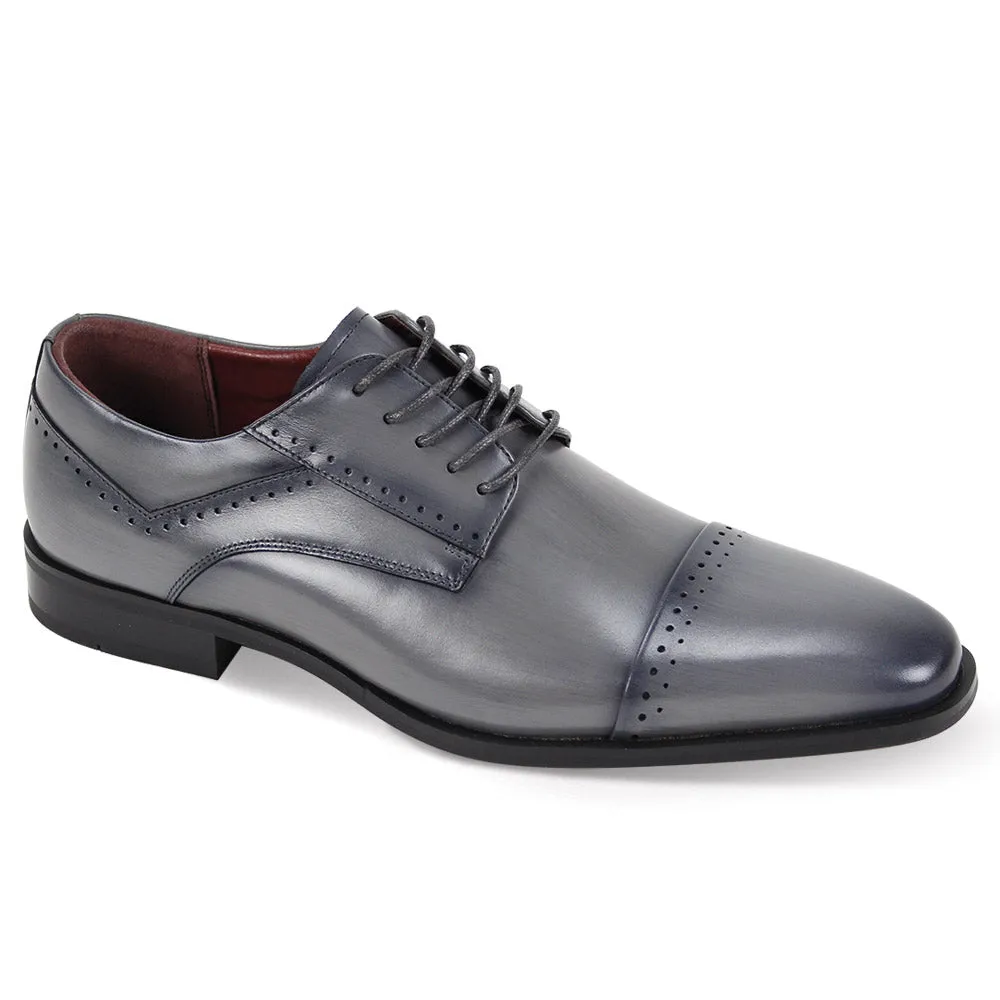 Artisan Collection: Grey Lace-Up Shoes ?C Genuine Leather with Brogue Detailing Breathable