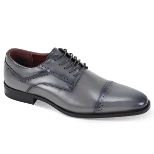 Ergonomic Footbed Shape Artisan Collection: Grey Lace-Up Shoes ?C Genuine Leather with Brogue Detailing