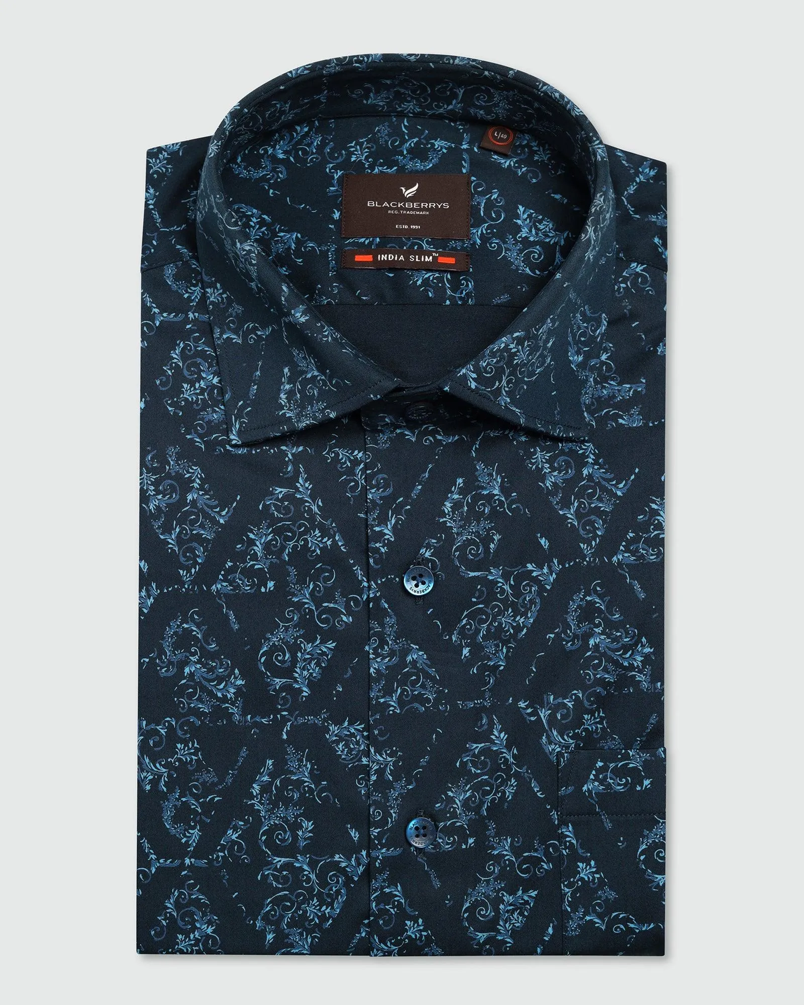 Social Meetup Versatile Outfit Formal Blue Printed Shirt - Burro