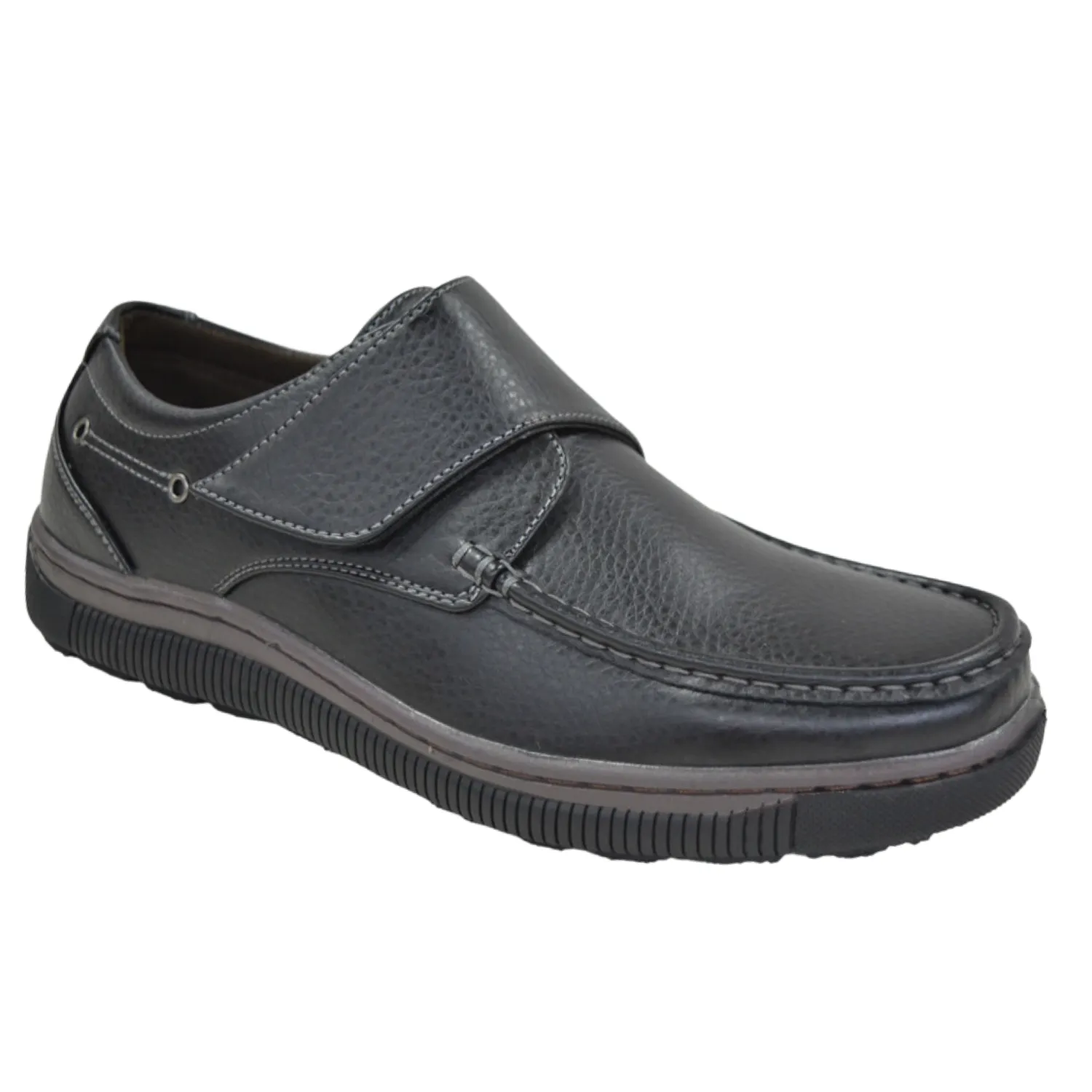 Lustrage Collection: Men's Black Easy Fasten Slip On Casual Shoes - Medium and Wide Business Mood Breathable Footwear
