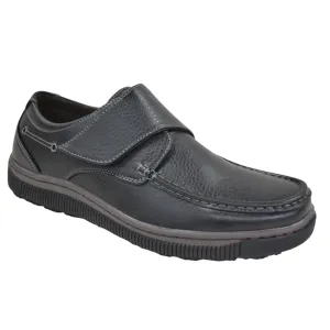 Clean Path Lustrage Collection: Men's Black Easy Fasten Slip On Casual Shoes - Medium and Wide