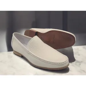 Street Roam Soft Leather Shoes Carrucci Bone Dear Skin Leather Sole Slip-on Casual Loafer - KL201-02