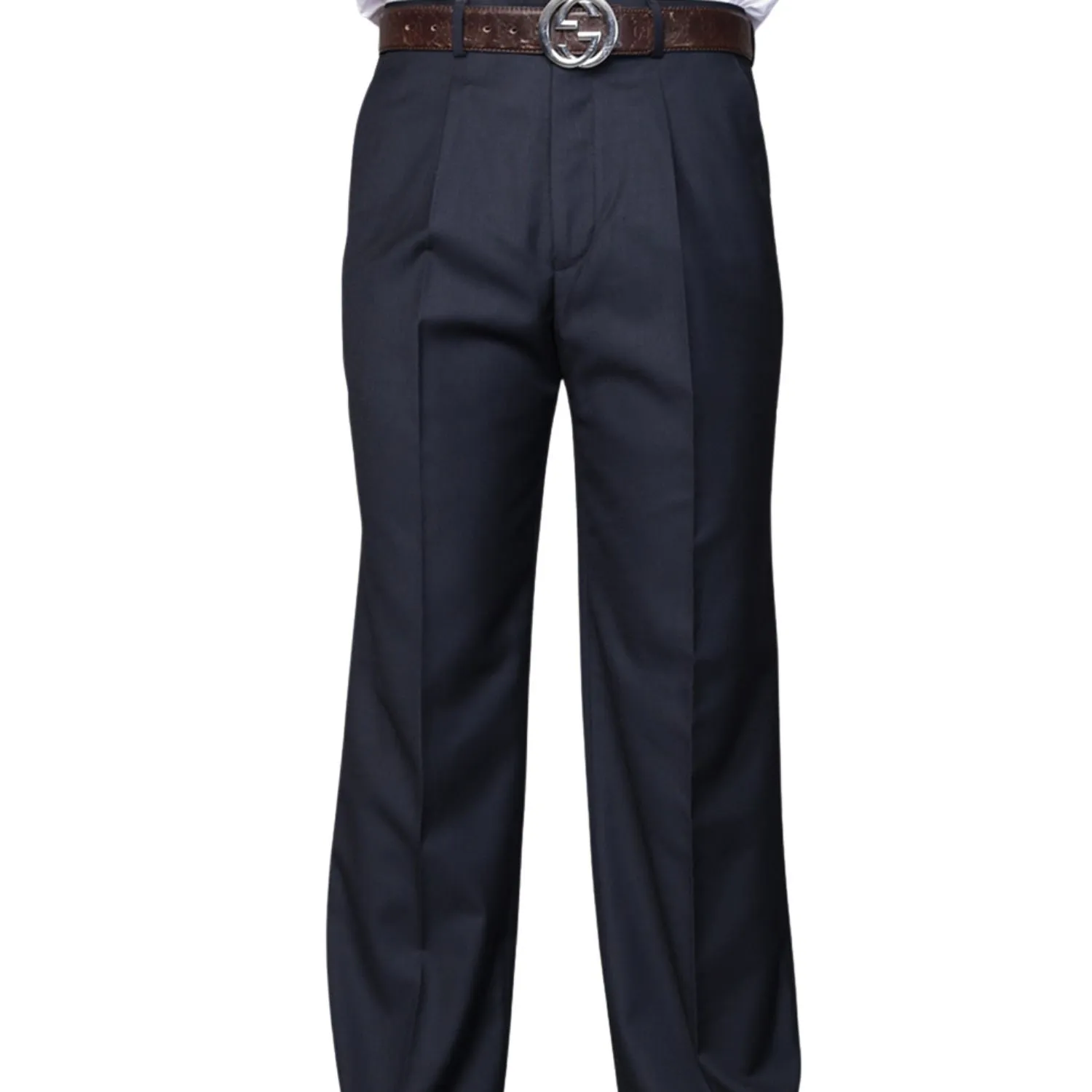 Roll-up style Saiph Collection: Navy Pleated Pants - Big Sizes Available