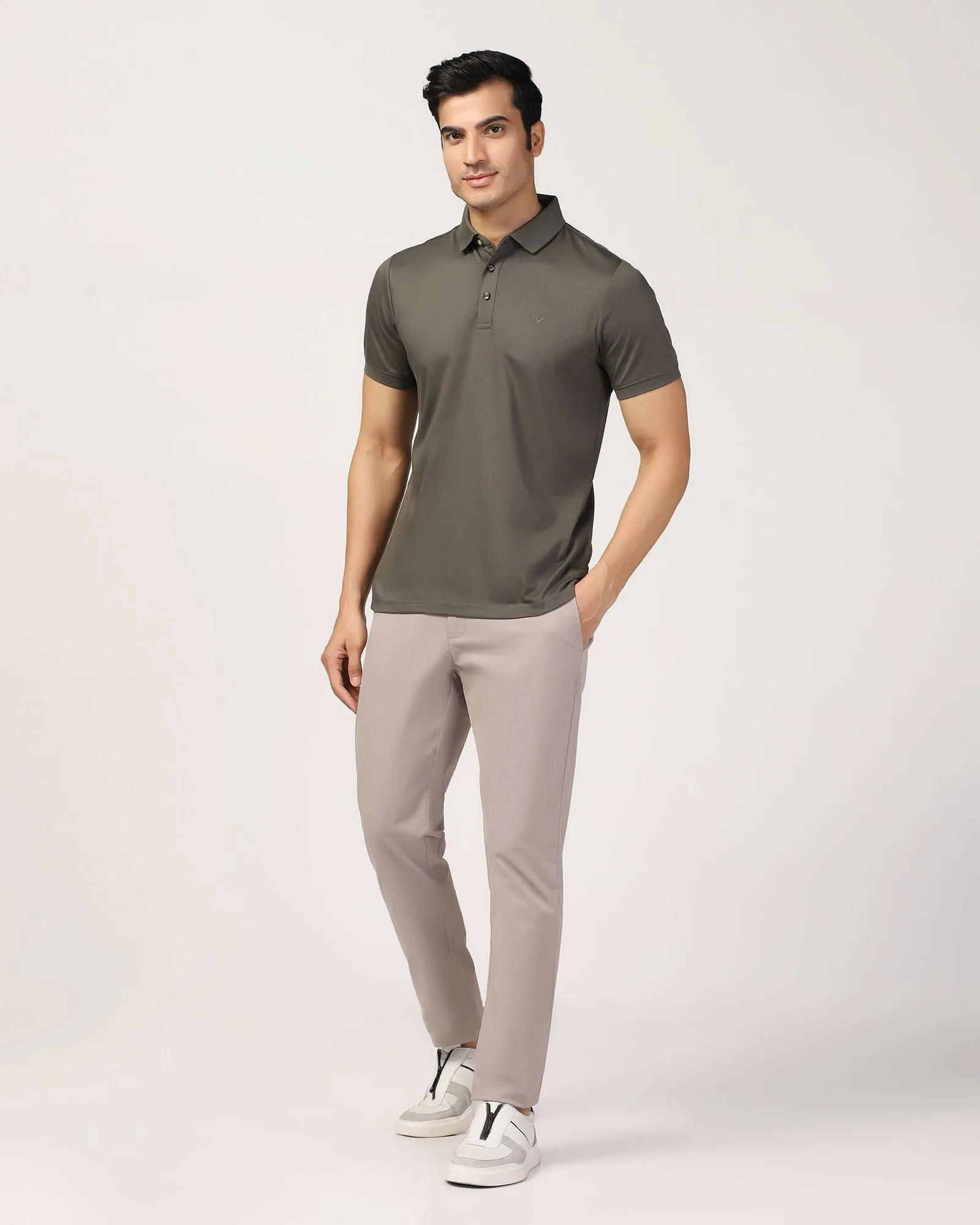 StainResistantCoating Slim Comfort B-95 Casual Grey Solid Khakis - Lab