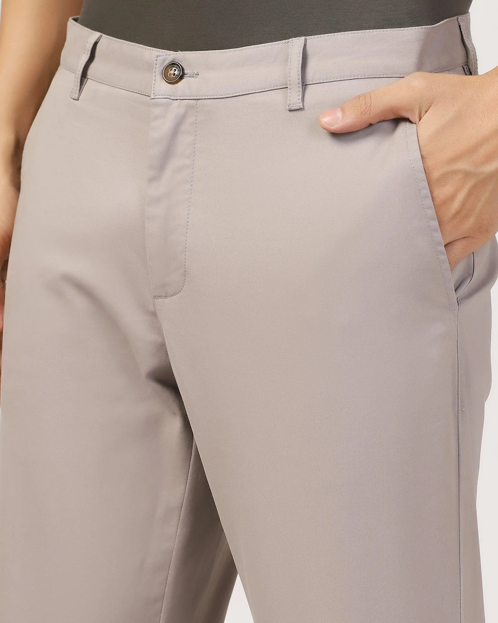 Slim Comfort B-95 Casual Grey Solid Khakis - Lab Easy Care Fabric