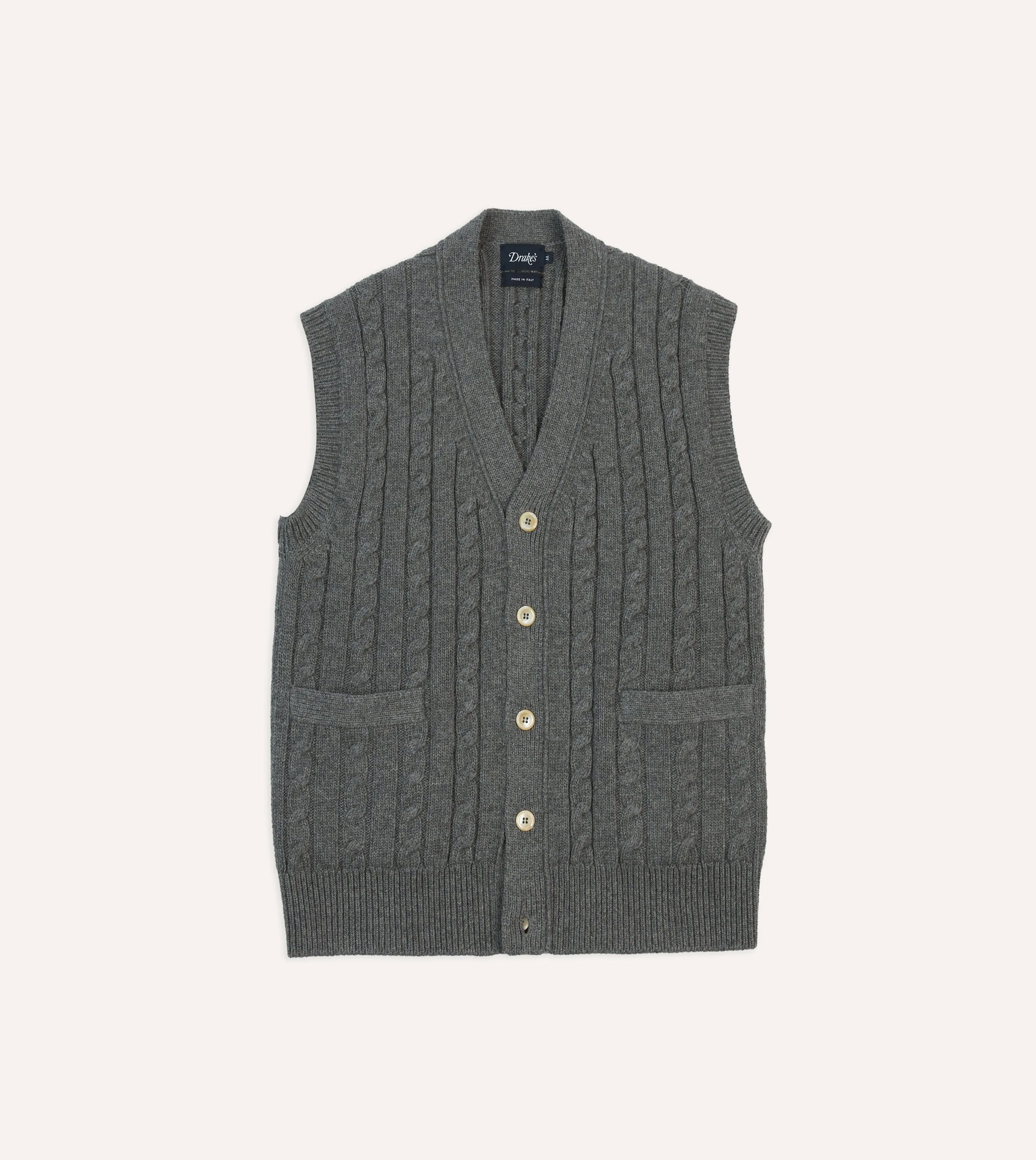 SoftTouch Texture Downtown Cool Grey Alpaca Lambswool Cable Knit Sleeveless Cardigan