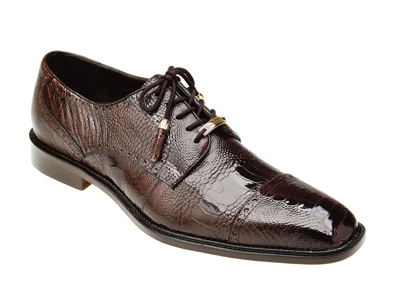 Belvedere Luxurious Ostrich Cap Toe Shoes for Men in Brown - Batta Recycled Rubber Composite King Walk