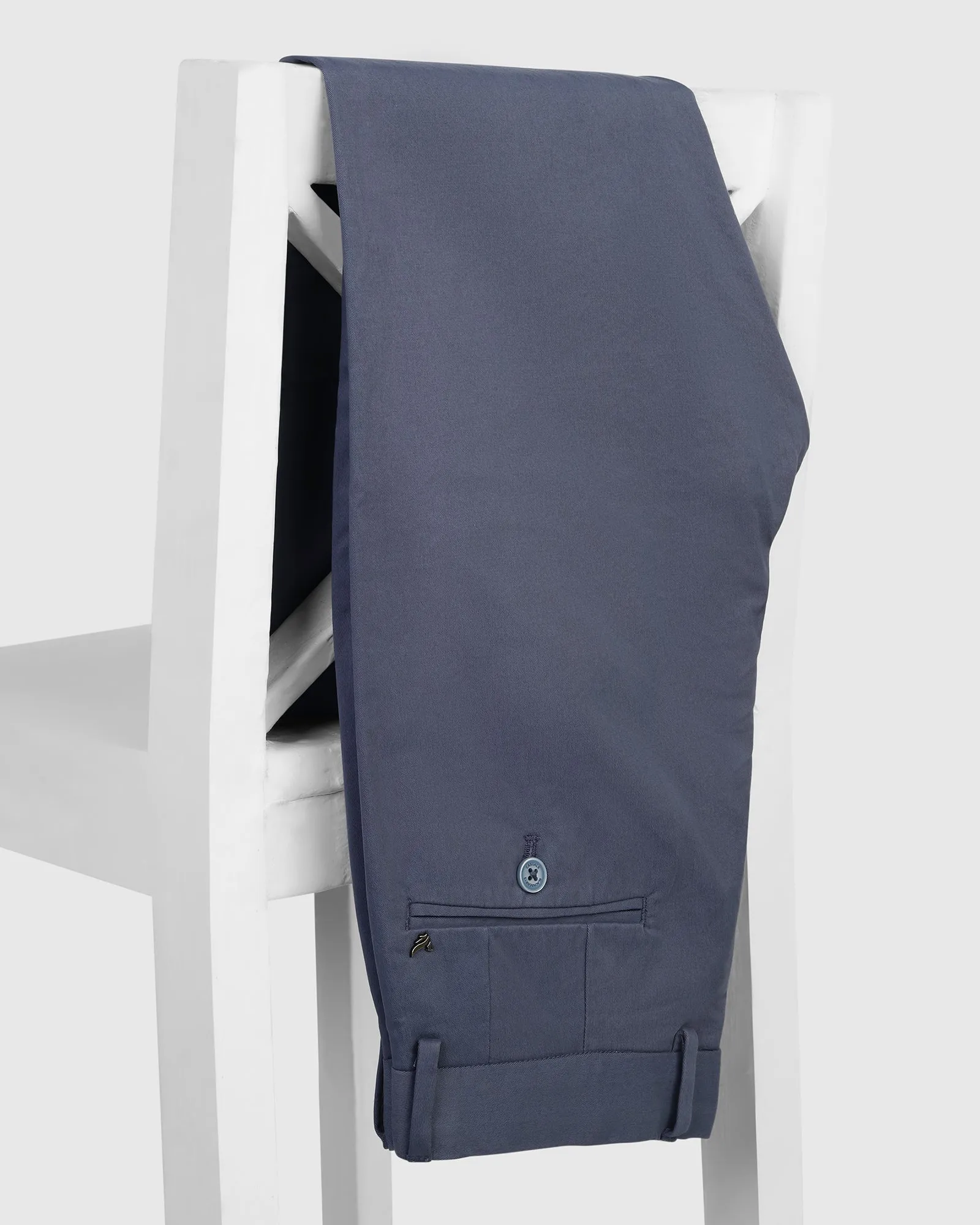 Slim Fit B-91 Casual Blue Solid Khakis - Mario High Mobility MoistureWickingFabric