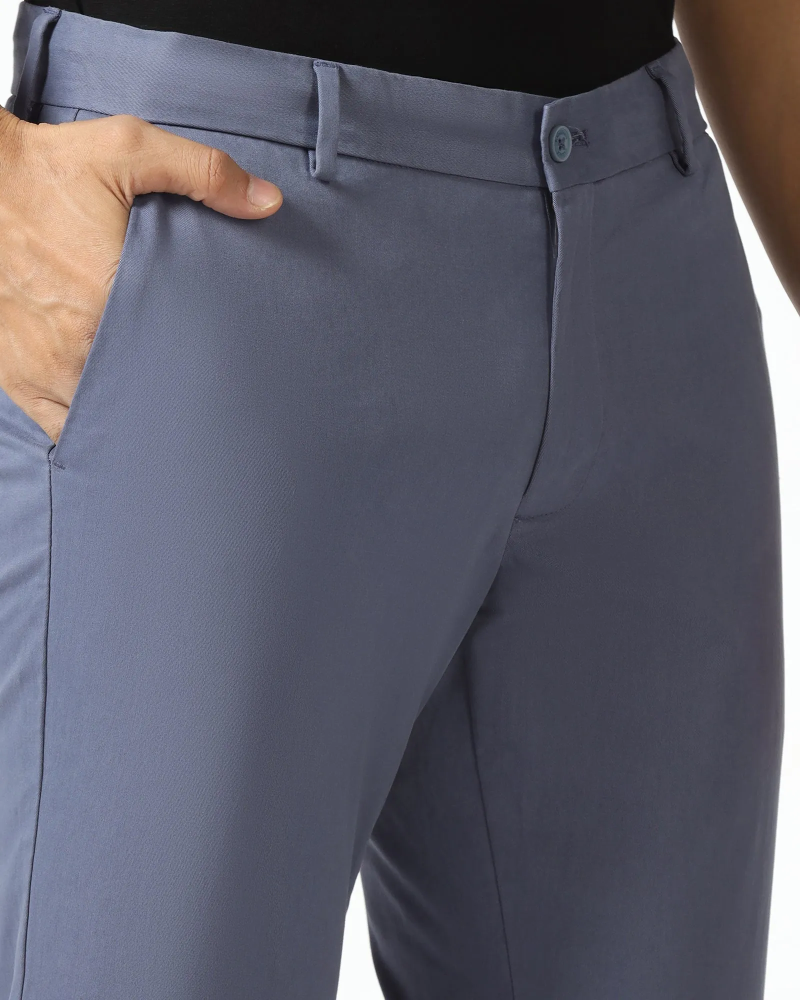 Slim Fit B-91 Casual Blue Solid Khakis - Mario All Season Versatility