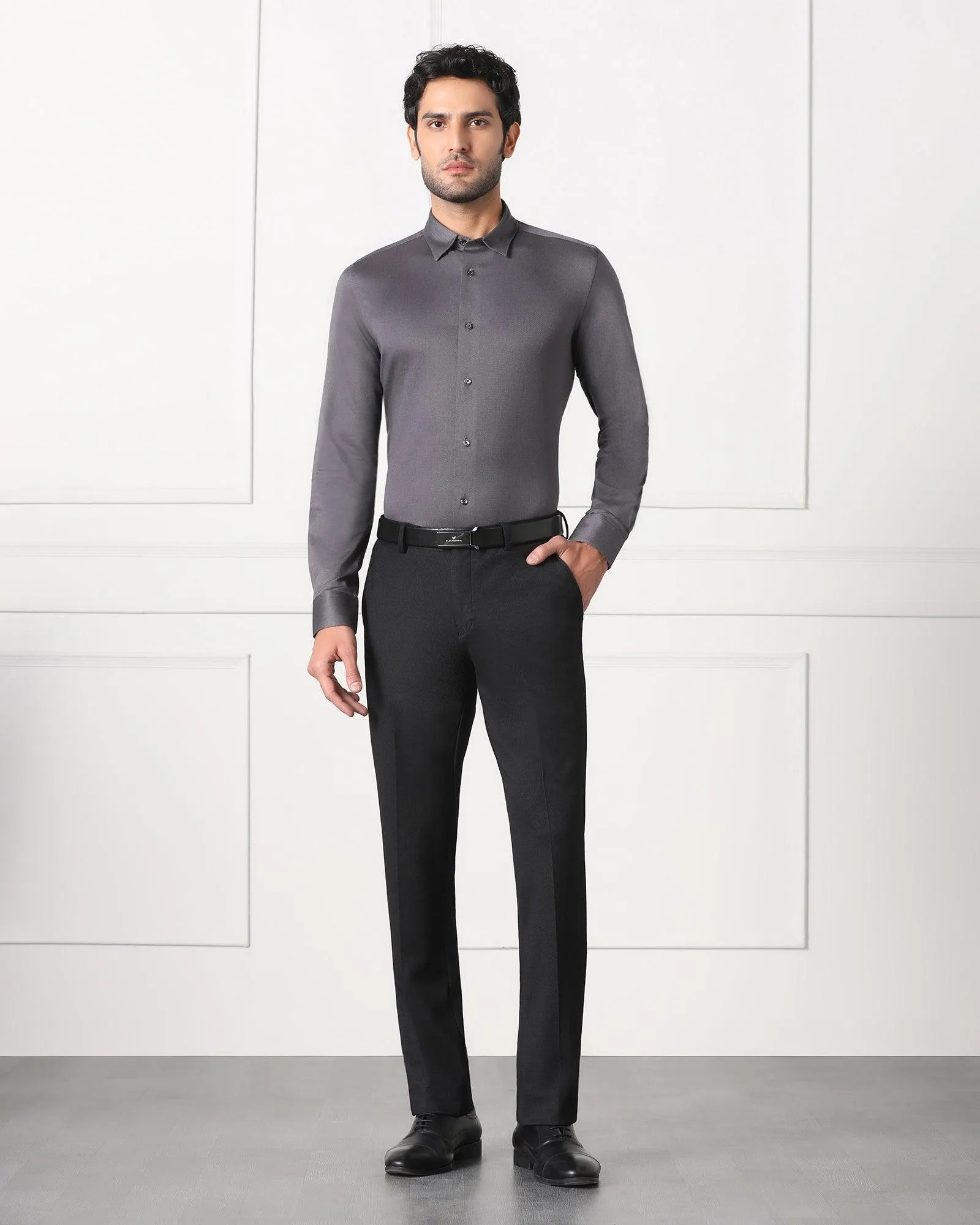 Must Haves Formal Grey Solid Shirt - Silvio Functional Pocket