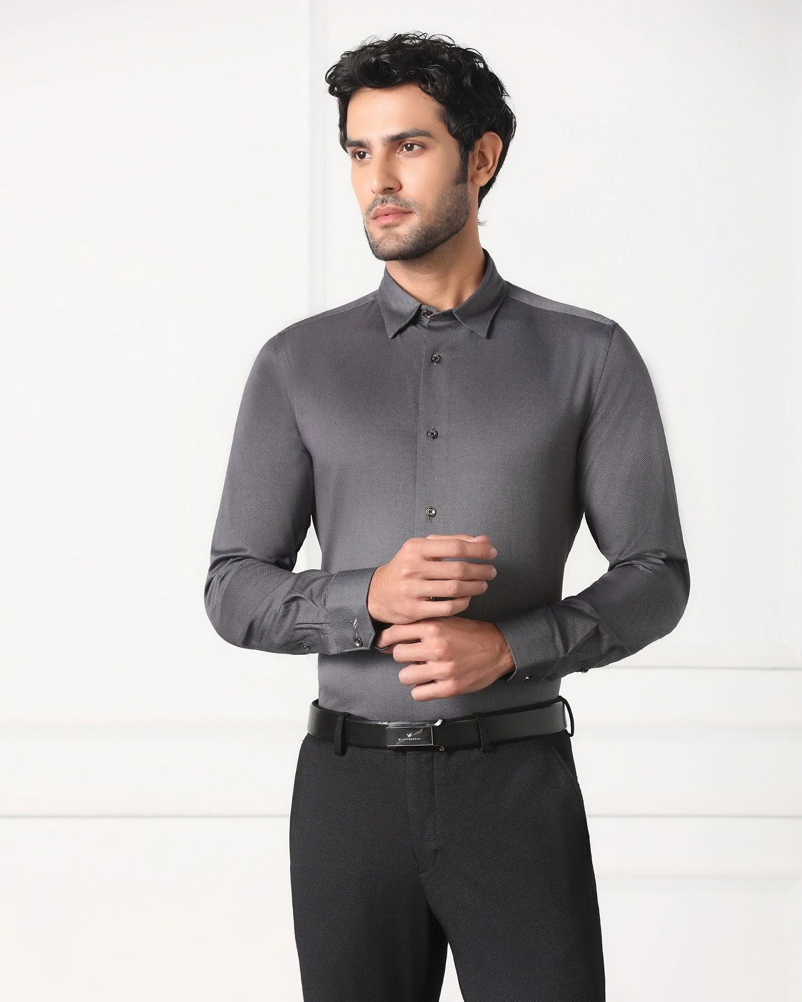 Must Haves Formal Grey Solid Shirt - Silvio High-End Fashion On-The-Go Style