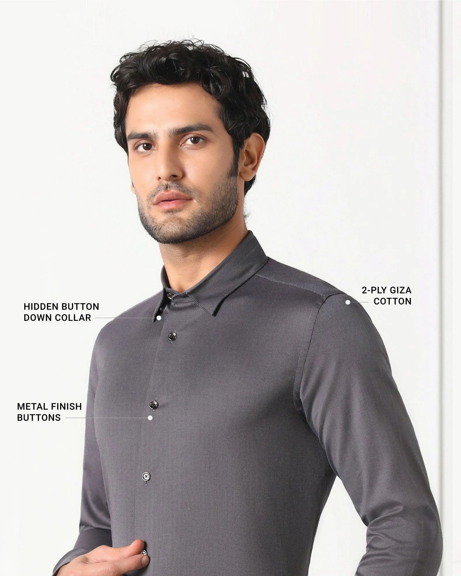 Workwear Style Must Haves Formal Grey Solid Shirt - Silvio