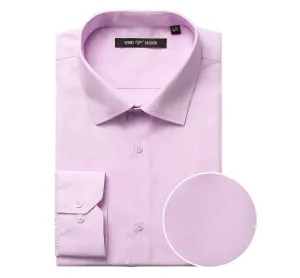 VERNO Pink Classic/Regular Fit Long Sleeve Spread Collar Dress Shirt TC647 Flatlock stitching