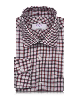 EZS Classic Red Black Mini Gingham Checks On White Shirt Morning Comfort