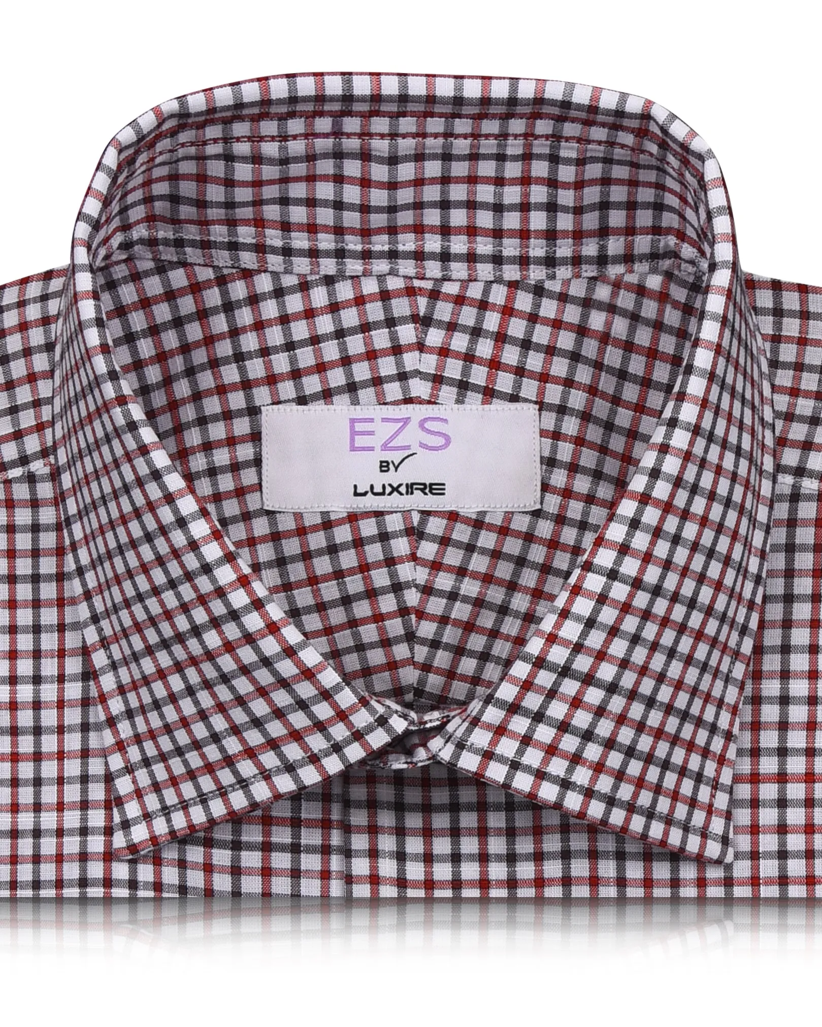 EZS Classic Red Black Mini Gingham Checks On White Shirt Geometric Design