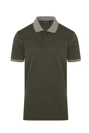 Breathable Top Preppy Vibe Regular Fit Khaki Cotton Blend Polo T-Shirt