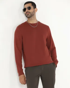 Street Sport QuickAccessPockets Rust Crew Neck Textured Sweatshirt - Pan