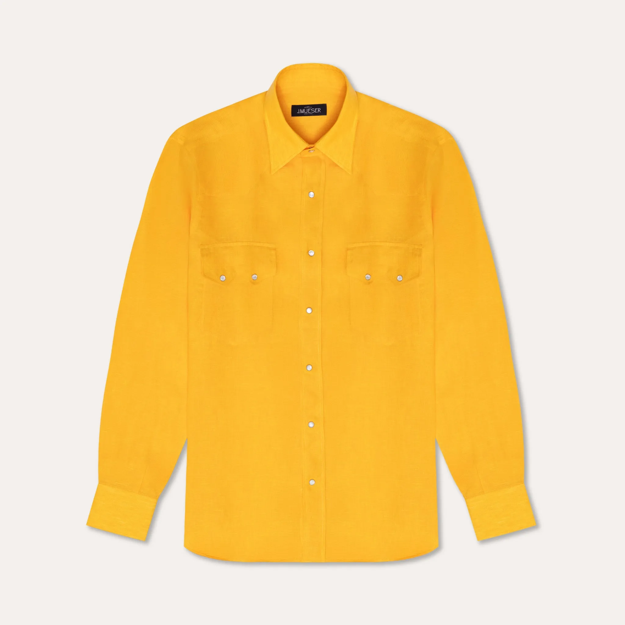 Yellow Linen Neapolitan Pearl Snap Zoom Proper Sporty Design