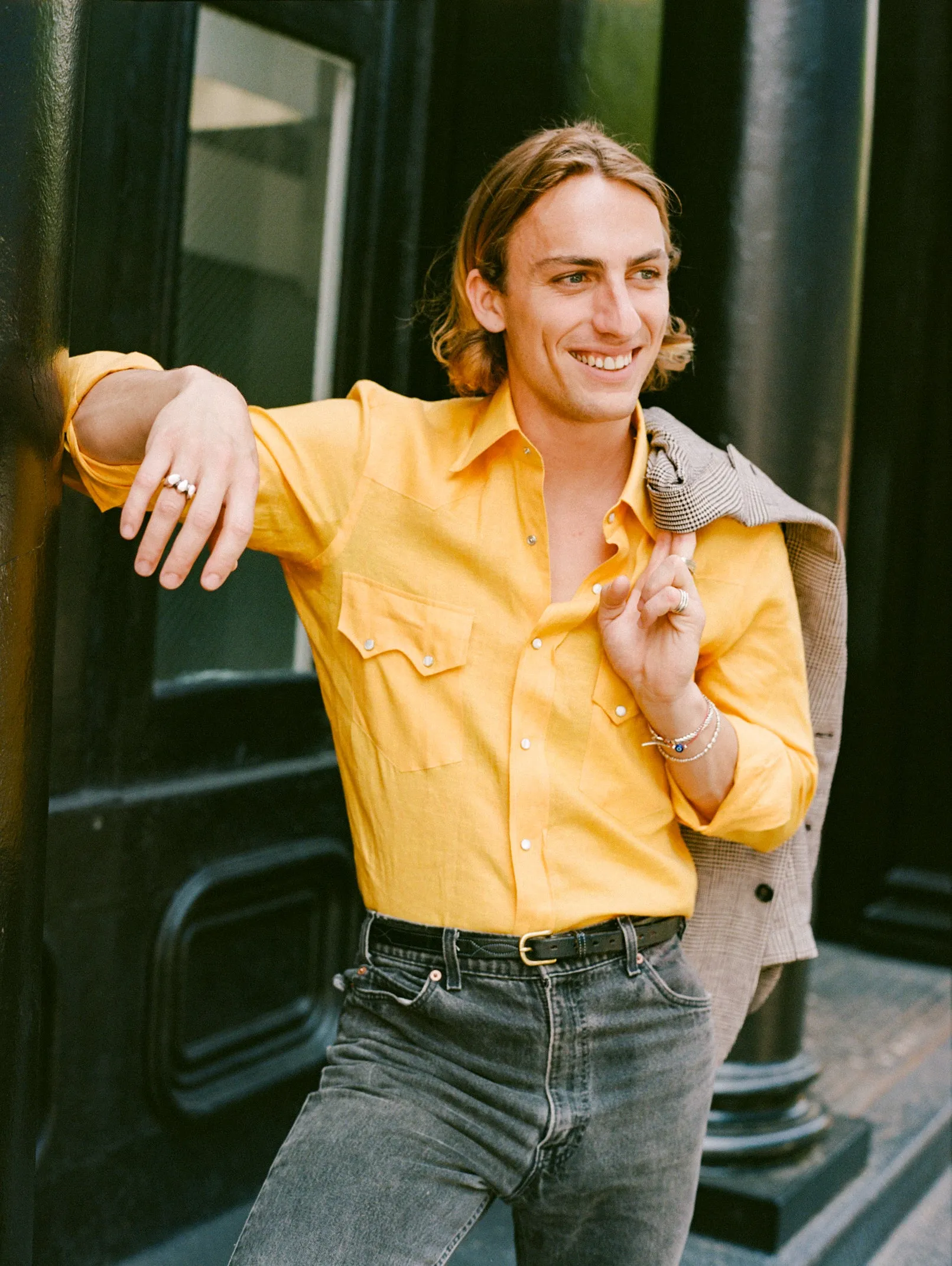 Utility Mode Yellow Linen Neapolitan Pearl Snap