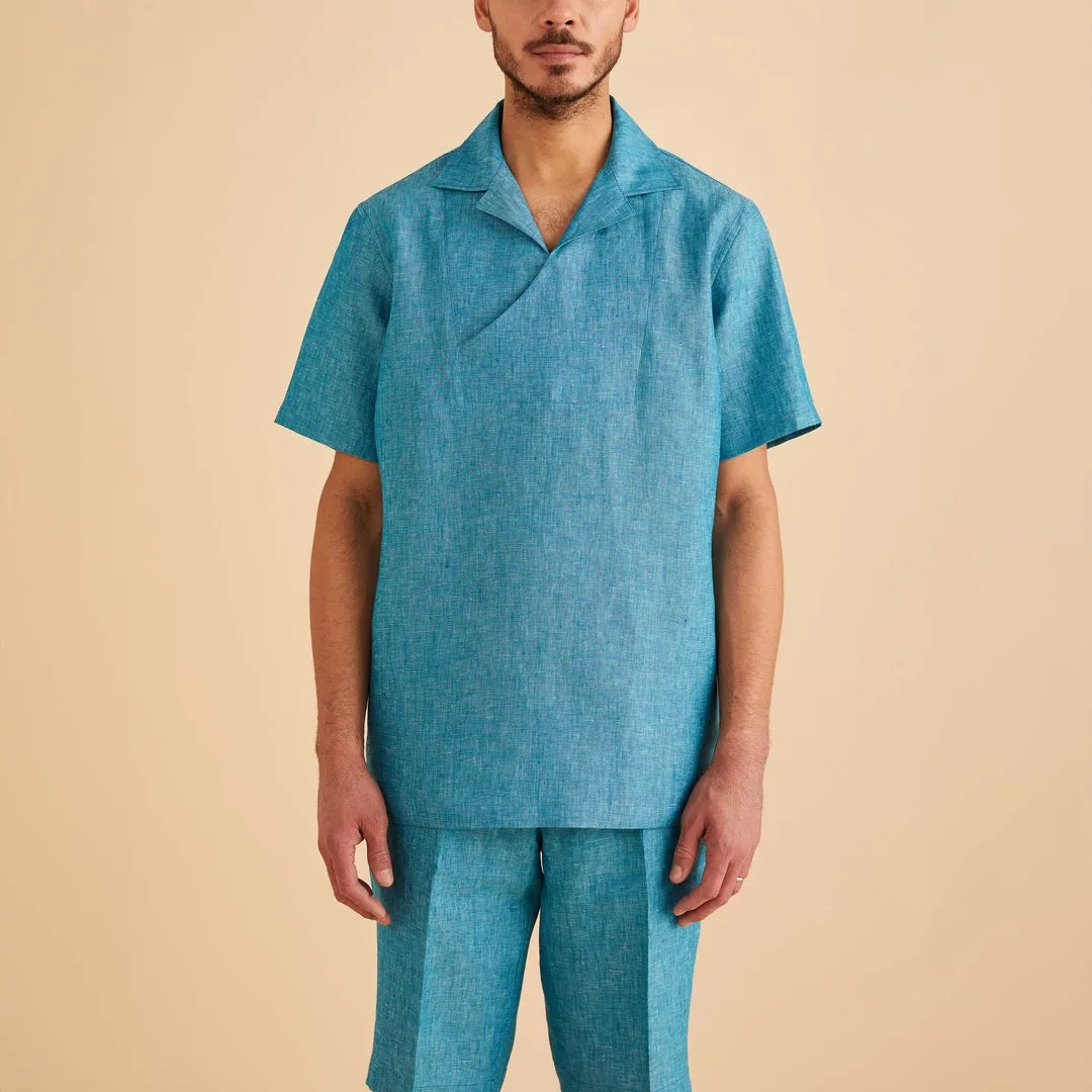 Inserch Linen Pull Over Shirt SS813-00172 Caspian LowMaintenance WindproofInterior