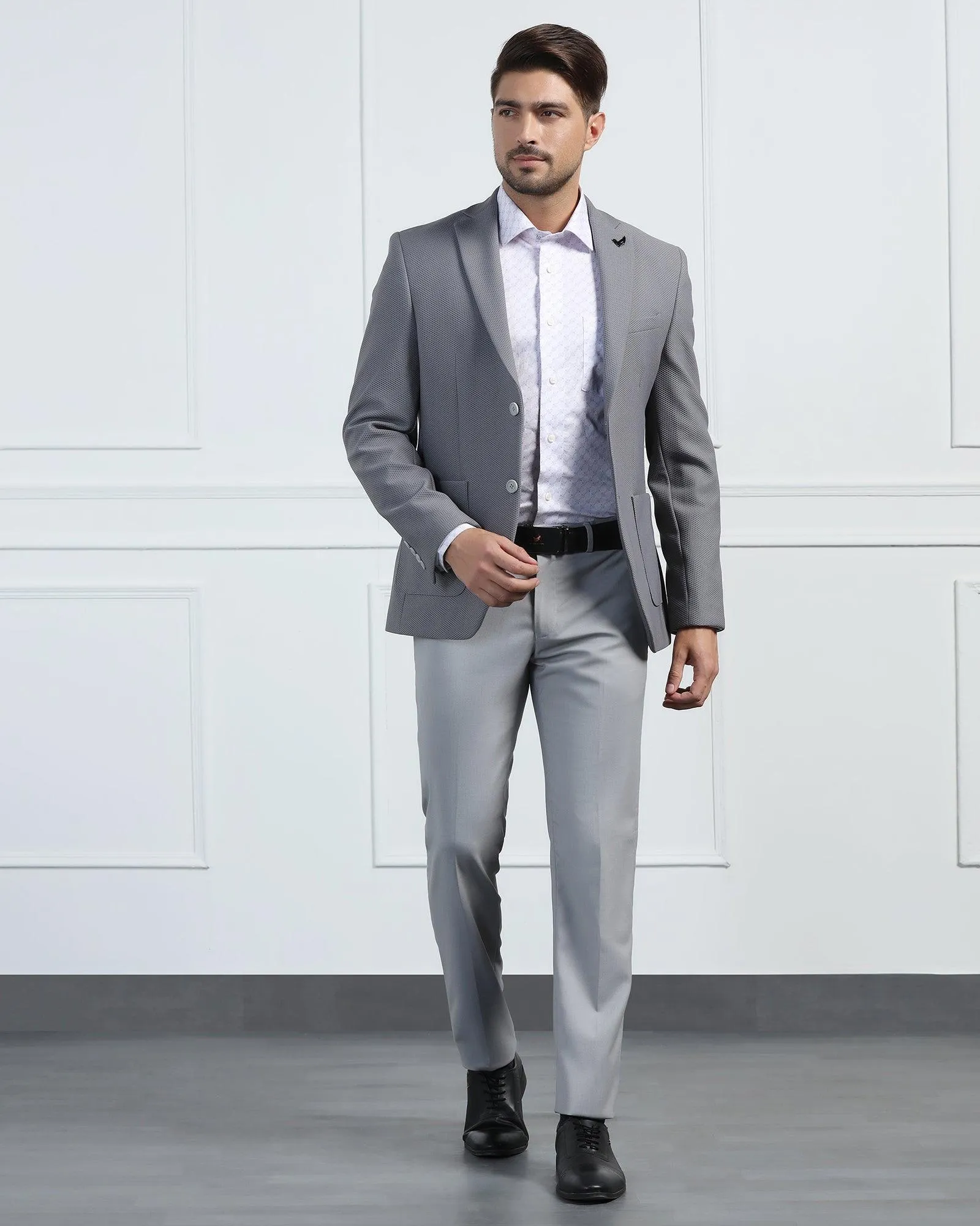 Cold Resist Minimalist Style TechPro Formal Grey Textured Blazer - Renault
