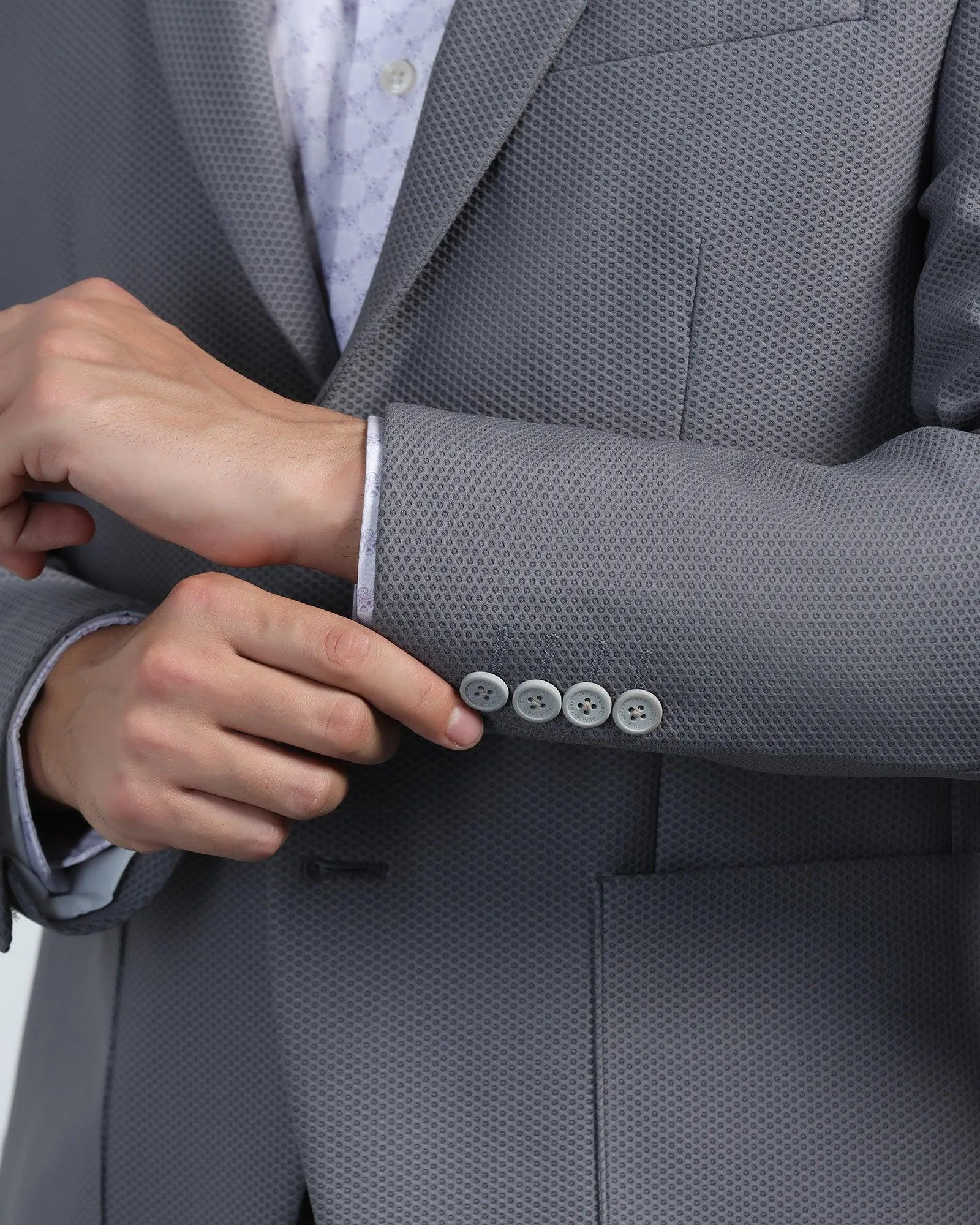 TechPro Formal Grey Textured Blazer - Renault All Day Wear Autumn Ready