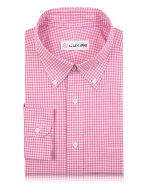 LightweightWeave Simple Dress Pink White Mini Gingham Checks Shirt
