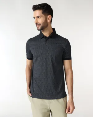 Charcoal Abstract Print Polo - Deco Stylish Look
