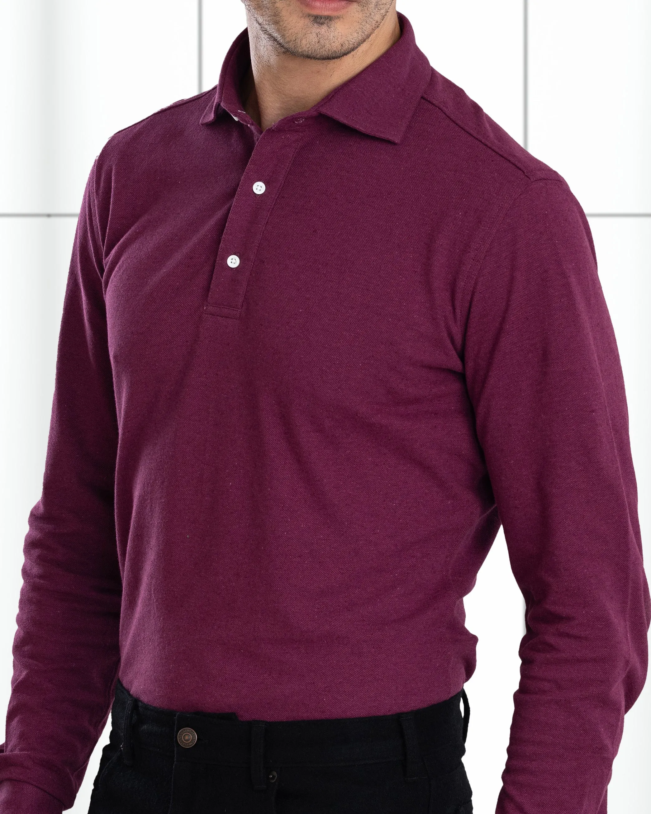 Herringbone Texture Purple Polo T-Shirt
