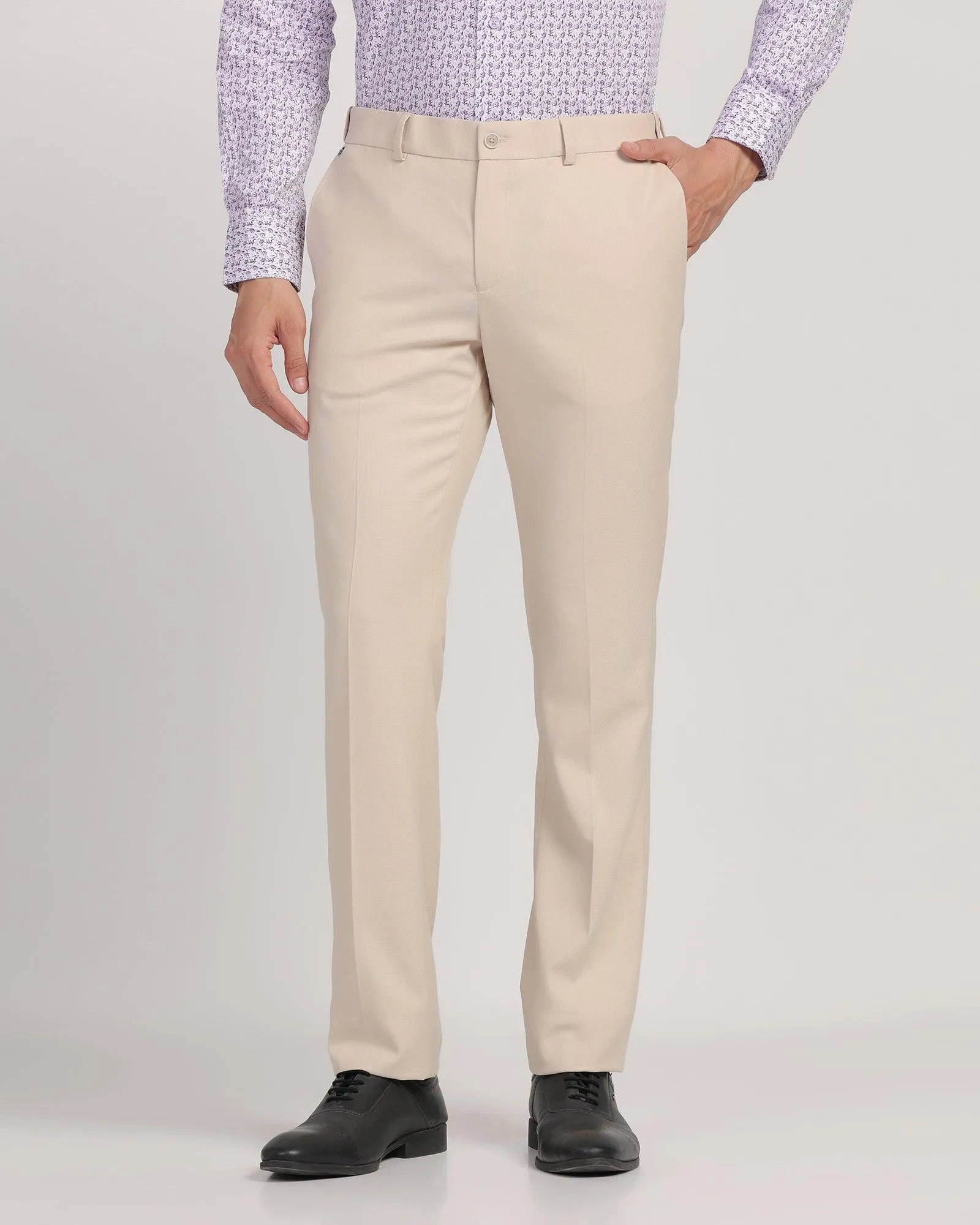 Fashionable Design Slim Comfort B-95 Formal Beige Textured Trouser - Passion