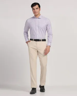 Slim Comfort B-95 Formal Beige Textured Trouser - Passion Zip Pocket