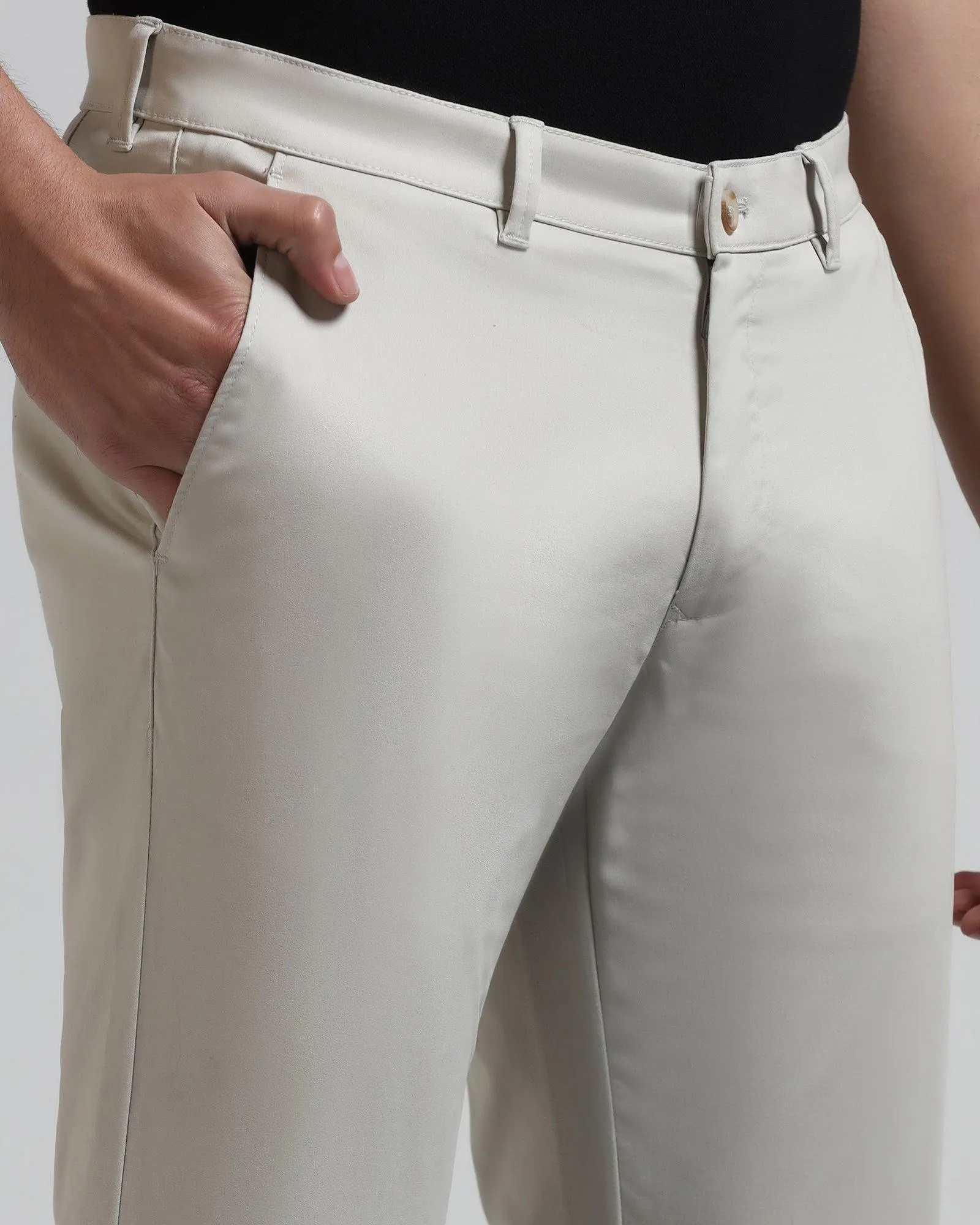 Packable Fit Slim Fit B-91 Casual Stone Beige Solid Khakis - Cultron