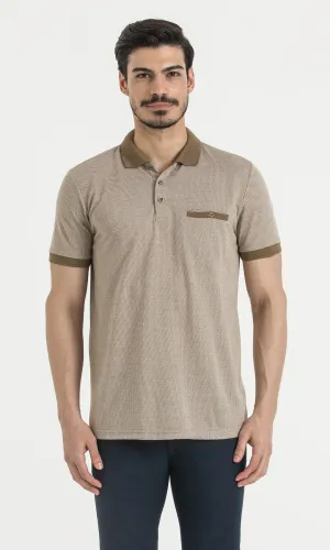 Lightweight Feel Regular Fit Tan - Ecru Polo T-Shirt