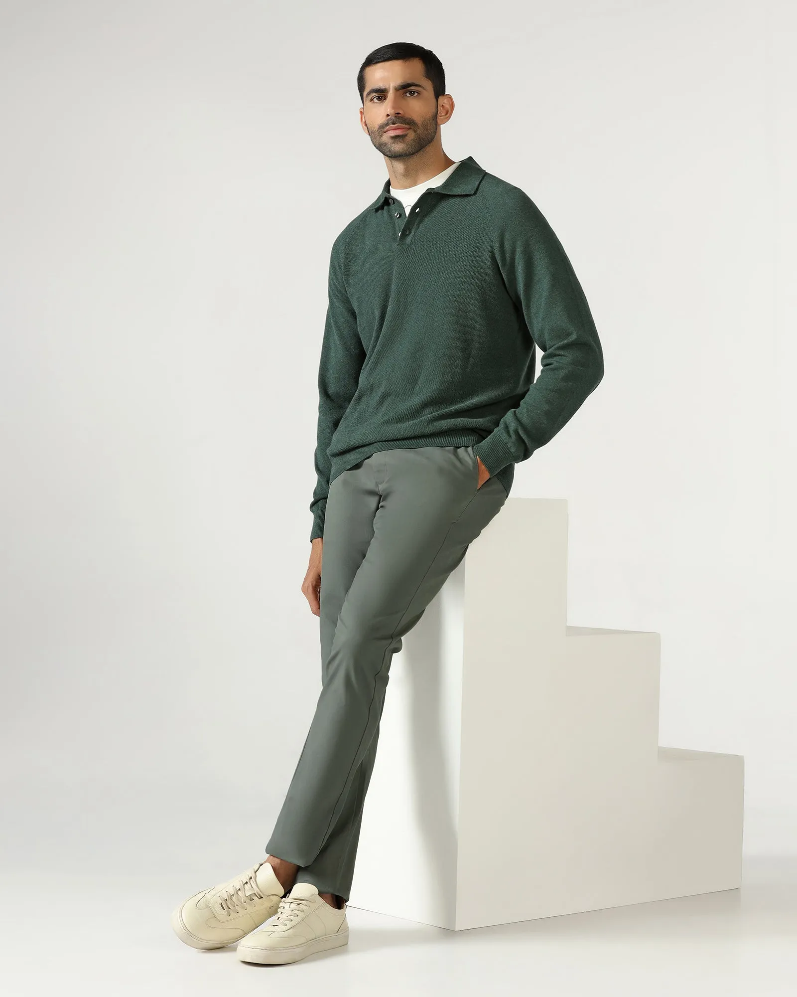 Olive Textured Khakis - Karis Hidden Pocket System Fashion Comfort Wear