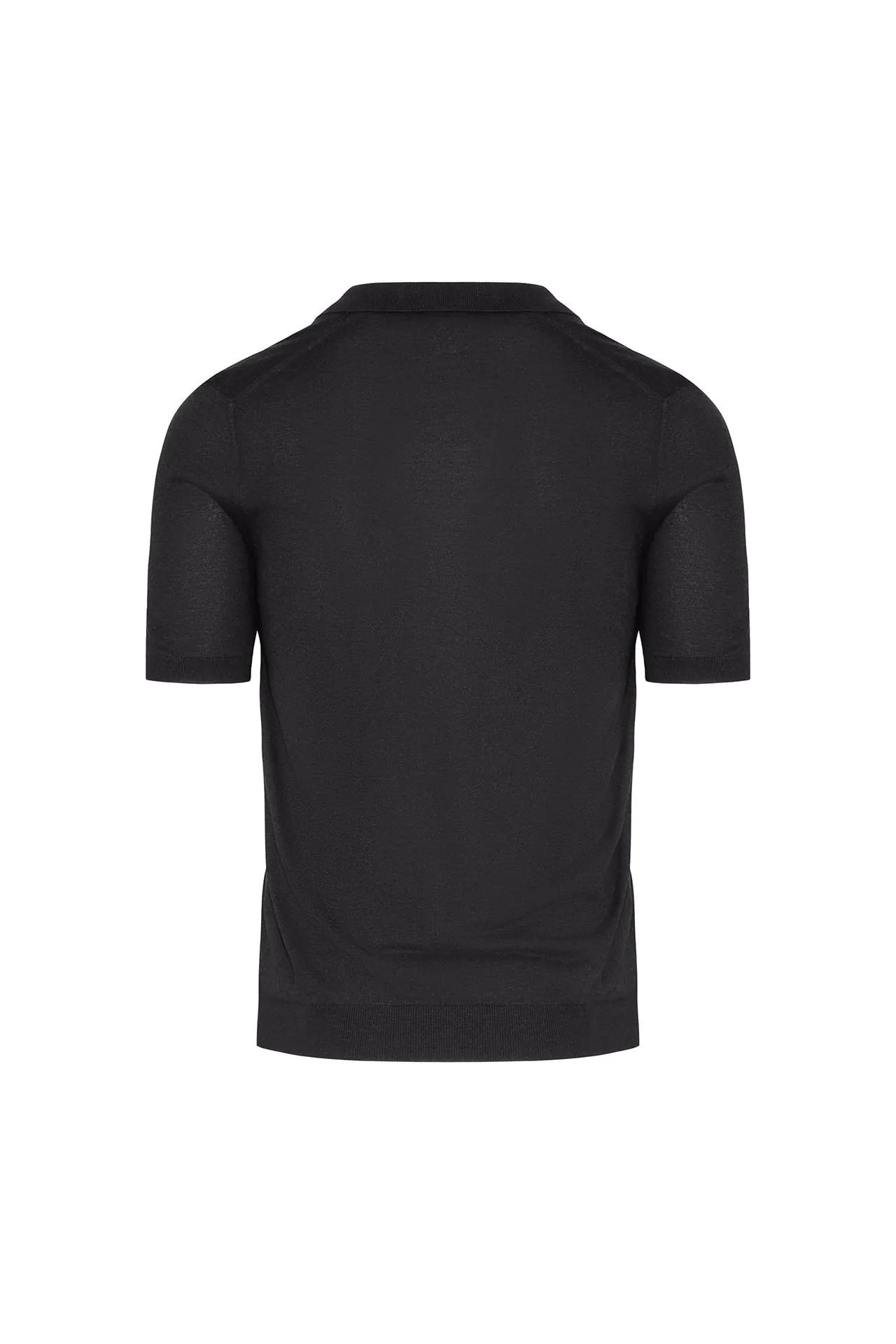 Silk Cotton Blend Knit Zip Polo in Charcoal Training Fit Opaque Tone