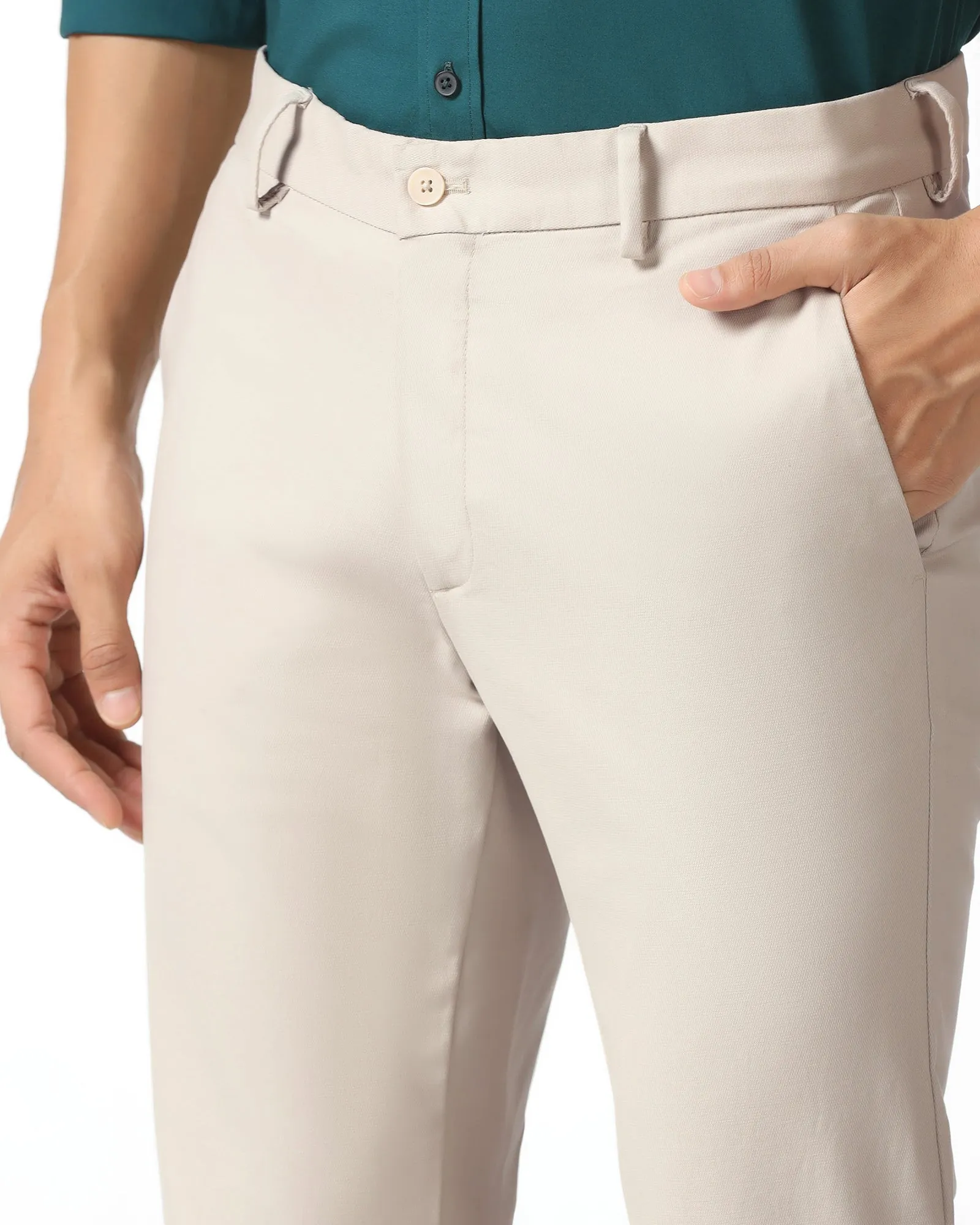 Breathable Lining Smart Fit Beige Textured Khakis - Murray