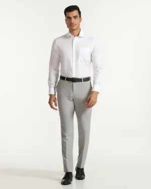 Effortless Comfort Slim Fit B-91 Formal Light Grey Textured Trouser - Tumi