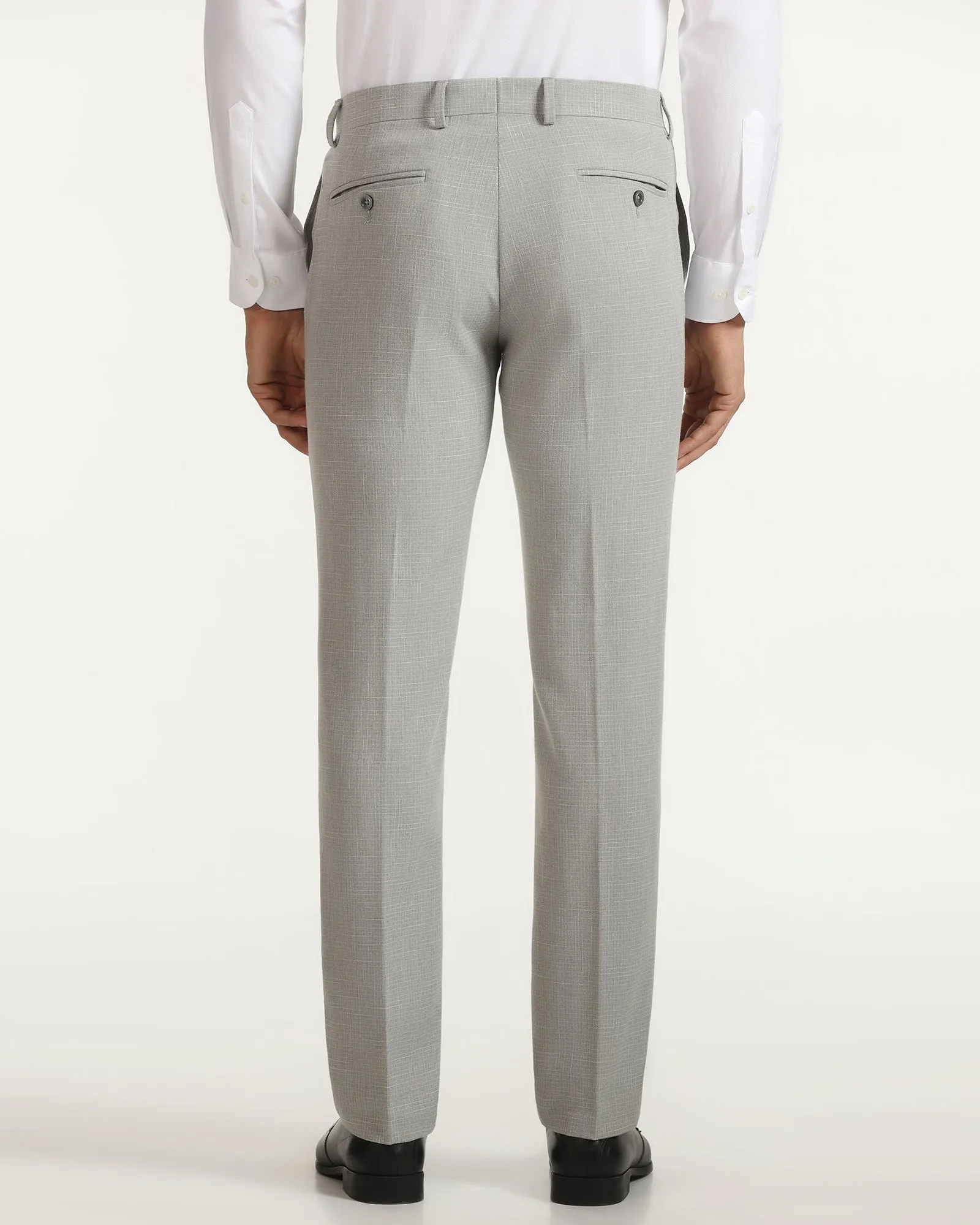 Premium Stretch Modern Wear Slim Fit B-91 Formal Light Grey Textured Trouser - Tumi