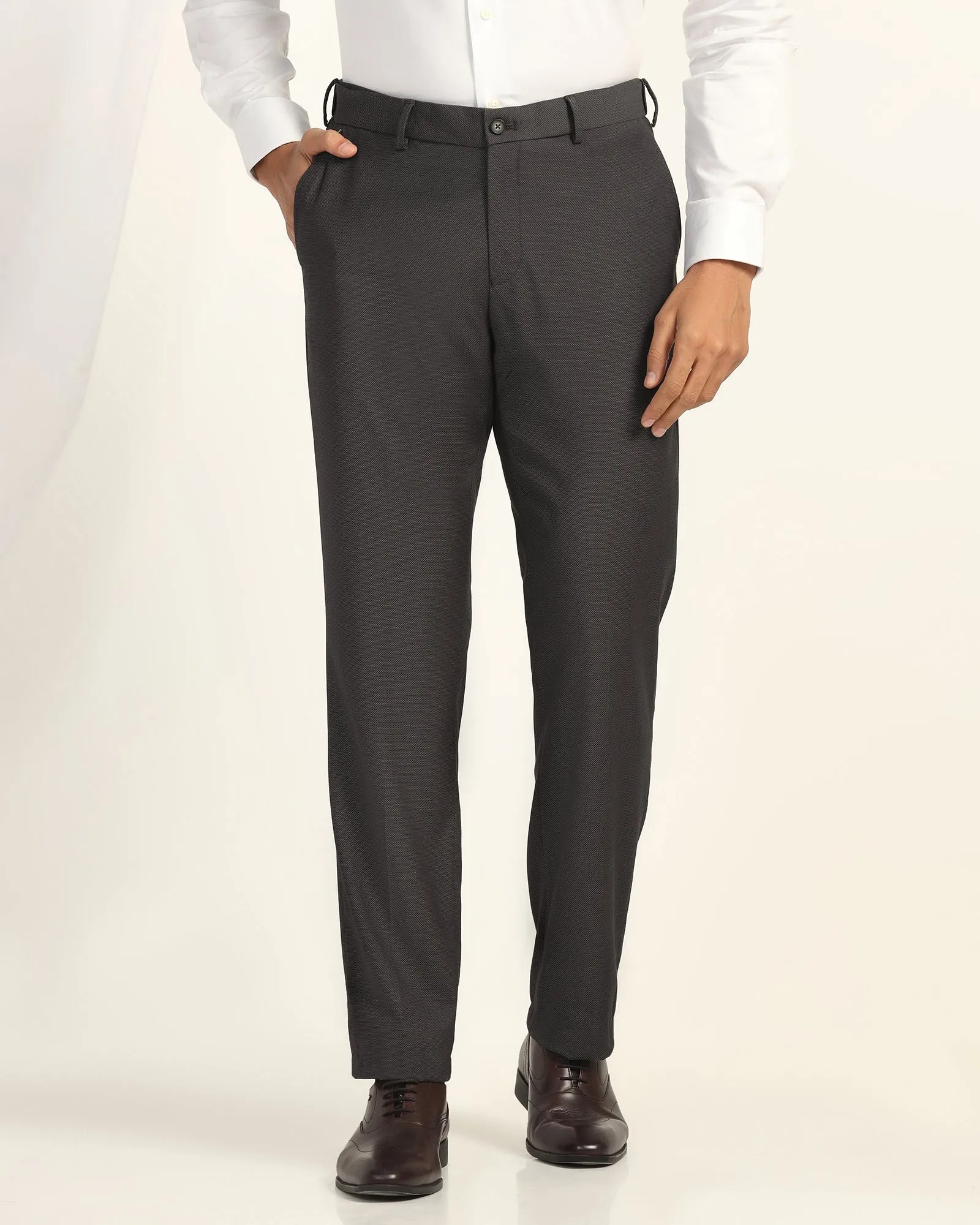 ReinforcedStitching Straight B-90 Formal Charcoal Textured Trouser - Otto