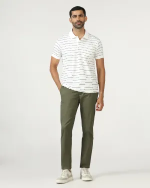 Detachable belt Olive Textured Khakis - Brook