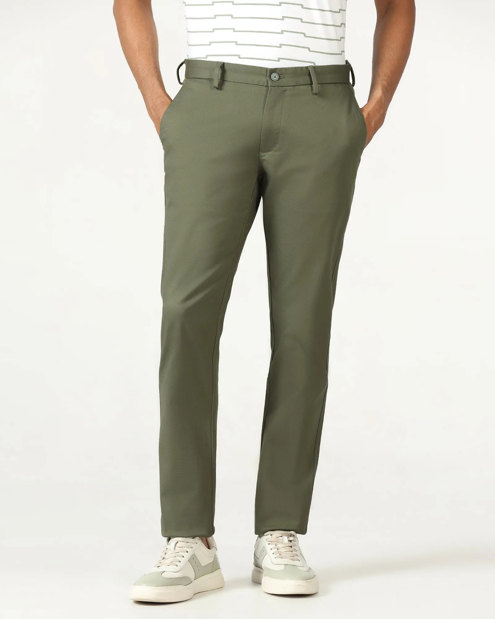 Olive Textured Khakis - Brook Body Friendly Smart Stretch