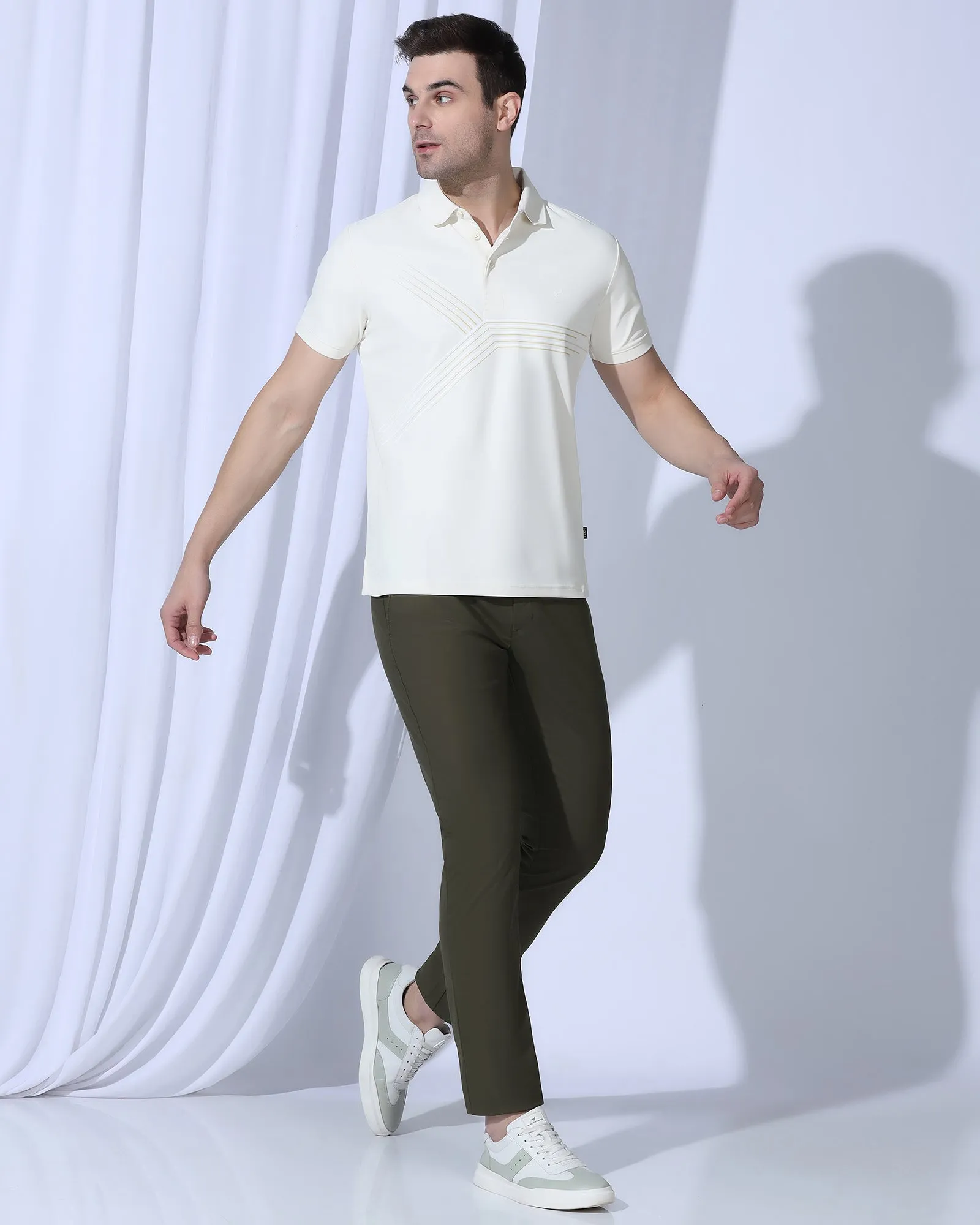 TechPro Slim Comfort B-95 Casual Dark Olive Solid Khakis - Androit Lightweight Wear Breathable Stretch Wear