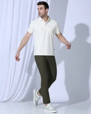 TechPro Slim Comfort B-95 Casual Dark Olive Solid Khakis - Androit Lightweight Wear Breathable Stretch Wear