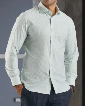 natural fiber Stretchable Material Classic Oxford: Light Green University Stripes Shirt