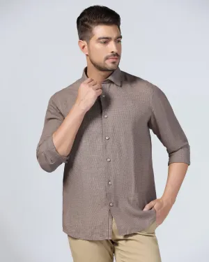 Year-Round Wear Night Out Linen Casual Brown Check Shirt - Connor