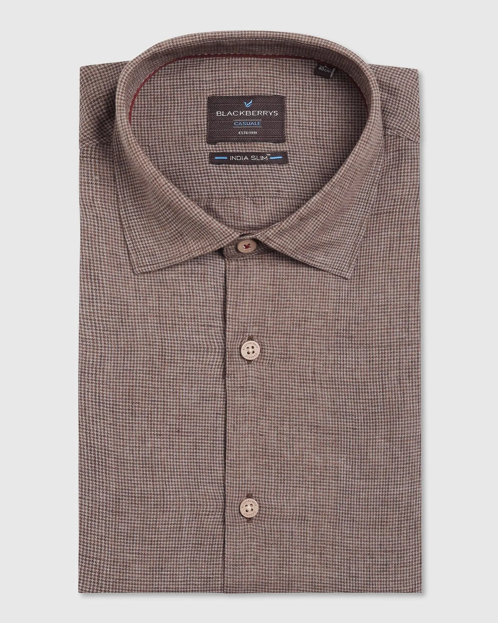 Linen Casual Brown Check Shirt - Connor Spring Trend