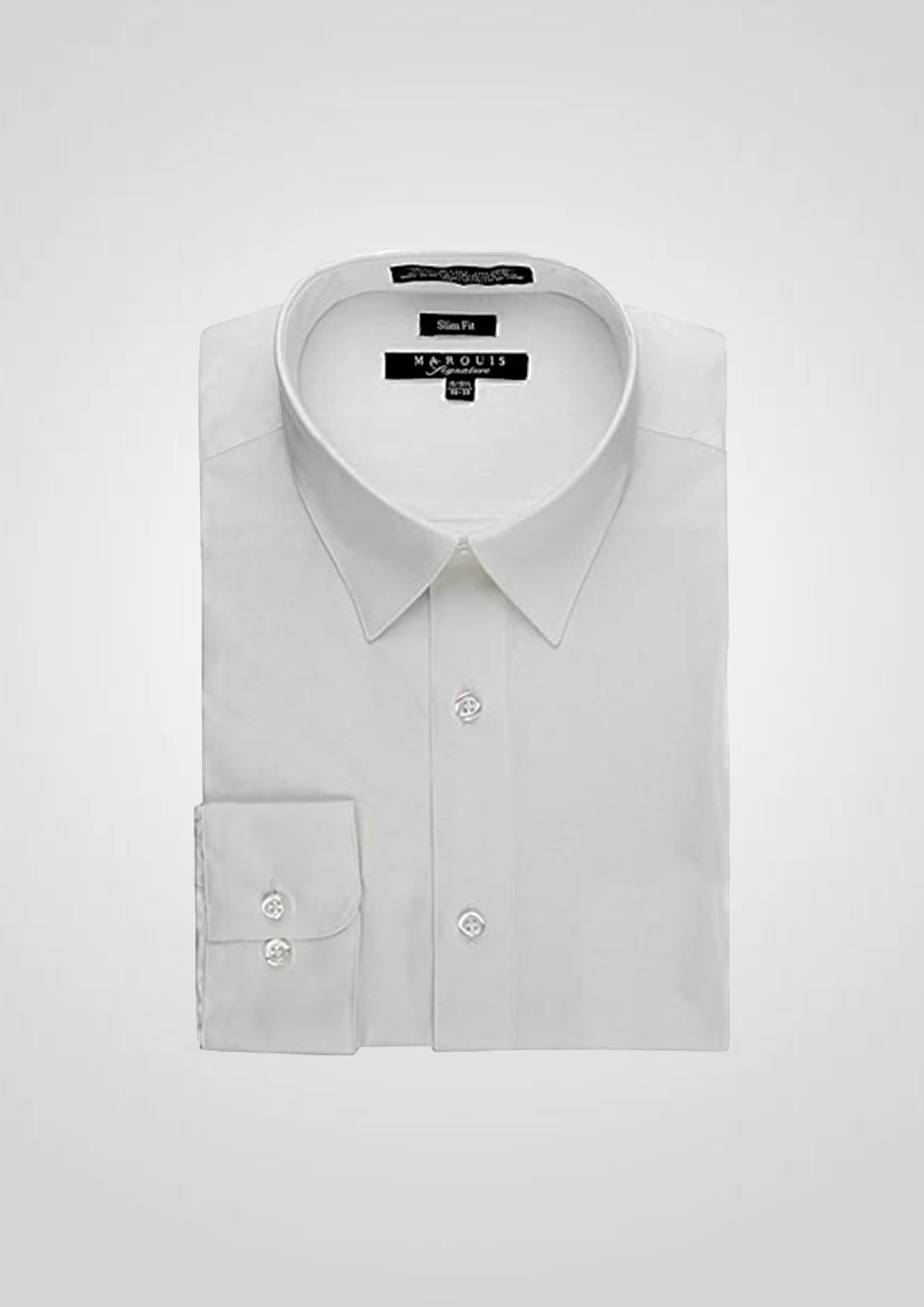 Wrinkle-Resistant MARQUIS MEN'S SOLID WHITE SLIM FIT DRESS SHIRT