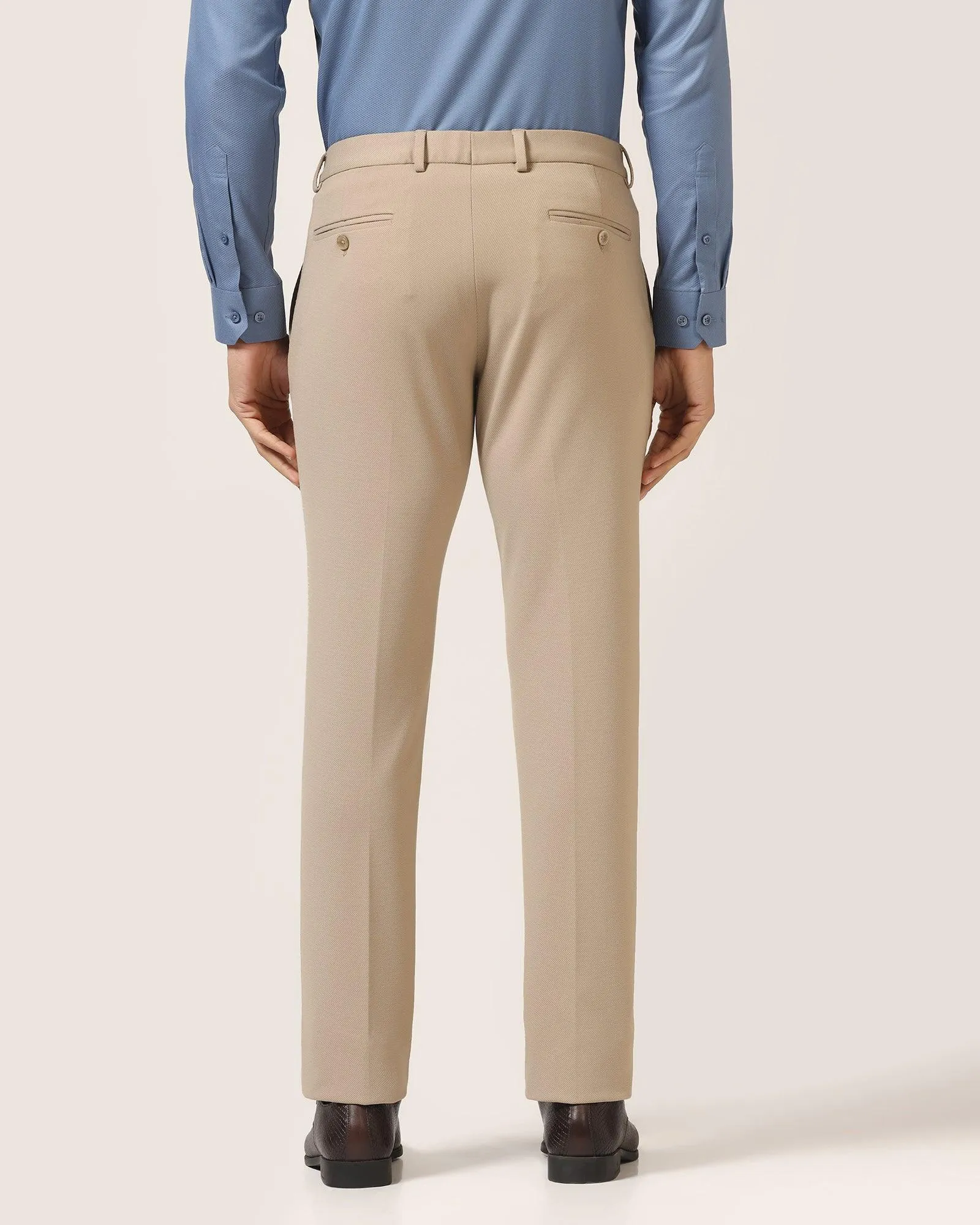 Slim Fit B-91 Formal Beige Textured Trouser - Ace Easy Pack Cozy Stretch
