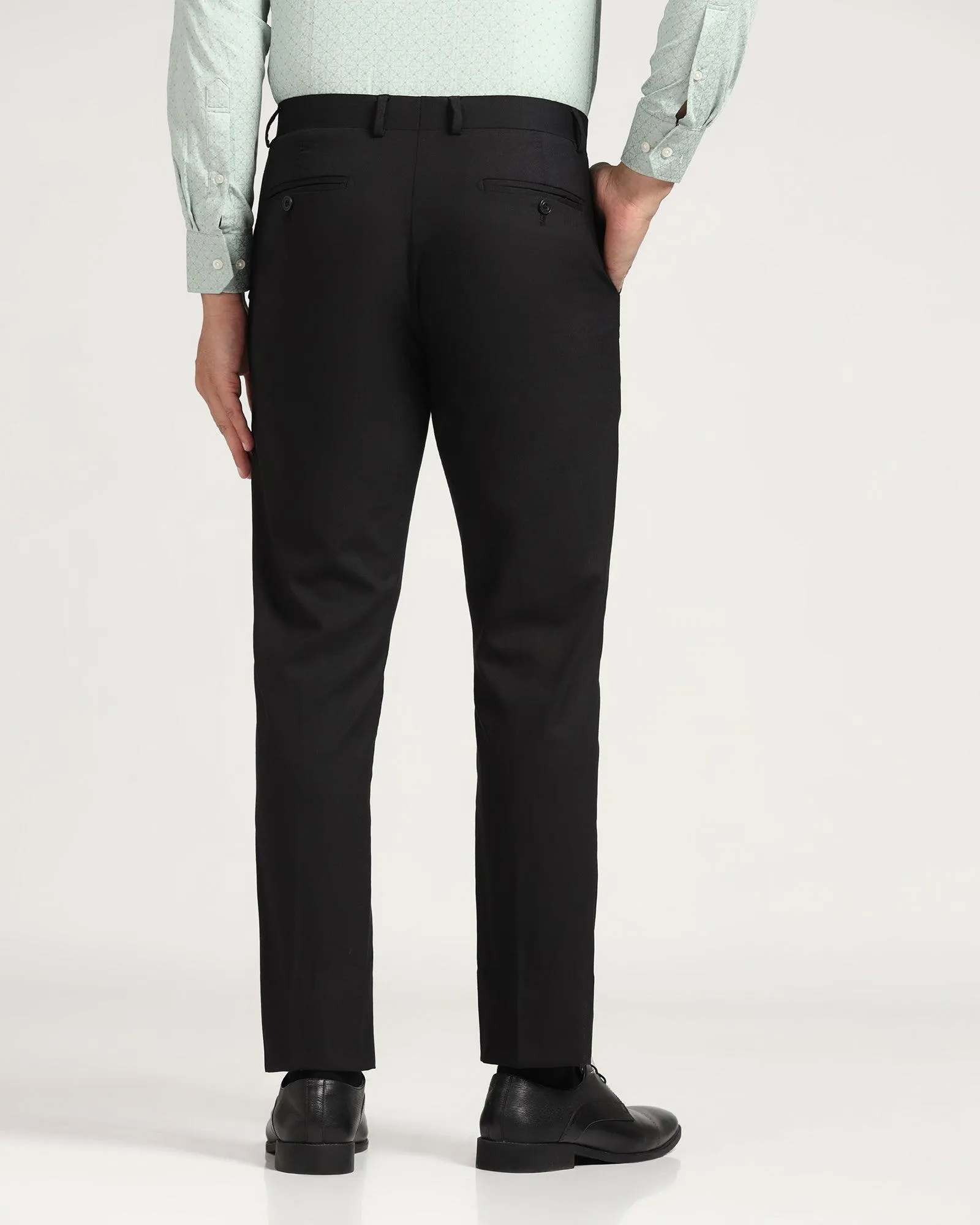 Perfect Movement Luxe Slim Comfort B-95 Formal Black Solid Trouser - Meter