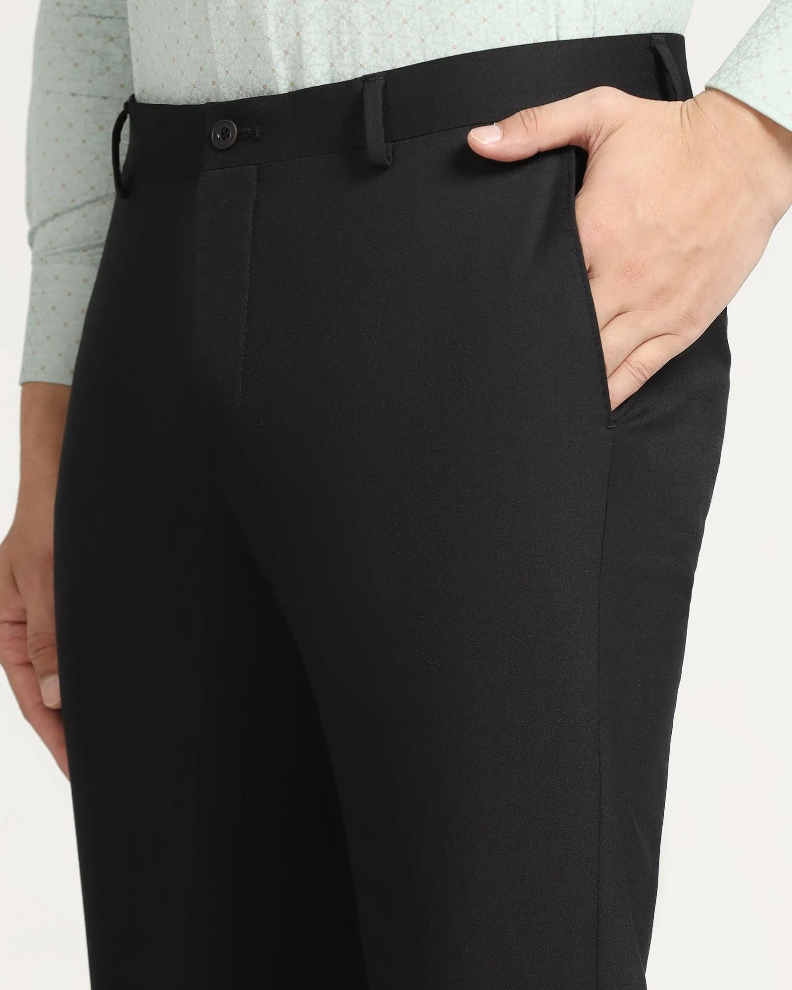 Movement Ready Quick Fit Luxe Slim Comfort B-95 Formal Black Solid Trouser - Meter